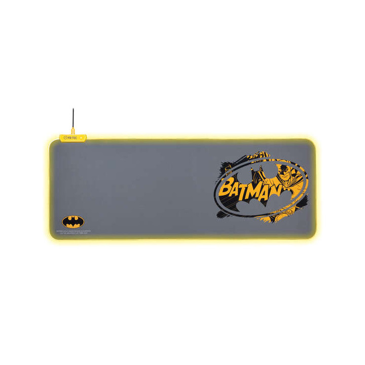FR-TEC Batman Alfombrilla para Teclado y Raton XL - Luz LED en Bordes - Diseño Antideslizante - Diferentes Modos de Iluminacio
