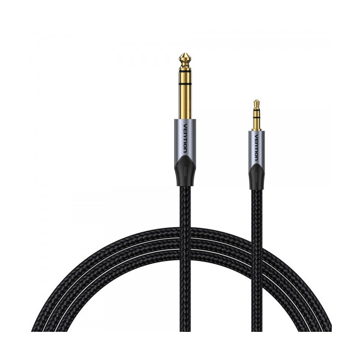 Vention Cable Estereo Jack 3.5 Macho a Jack 6.3 Macho - 1m - Color Gris