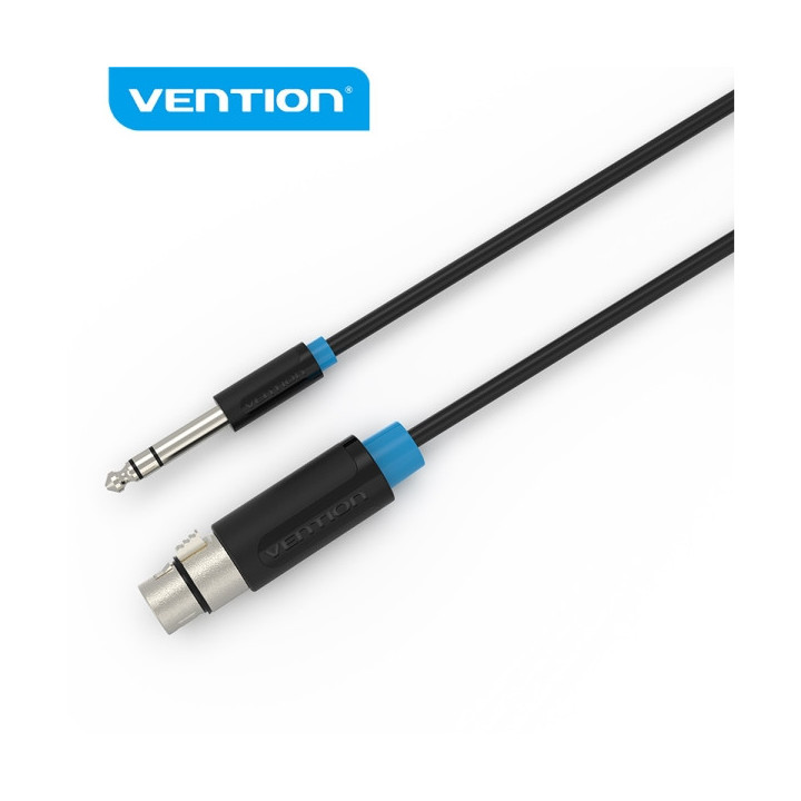 Vention Cable de Audio - Jack 6.5mm a XLR - Conector Estereo - Material PVC Resistente - Alta Calidad de Sonido - Color Negro