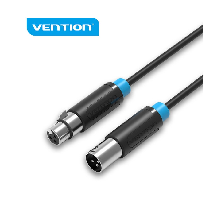 Vention Cable de Microfono XLR - Interfaz Bañado en Oro - Conductor de Bronce Esmaltado - Caparazon de Aleacion de Aluminio -