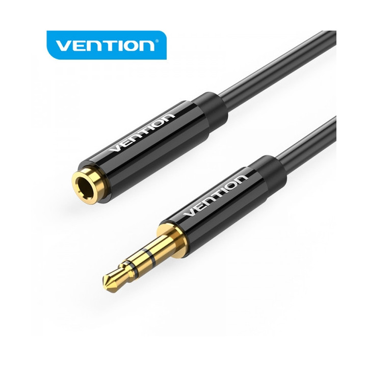 Vention Cable Extension Estereo Jack 3.5 Macho a Jack 3.5 Hembra - 0.5m - Color Negro