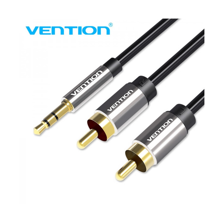 Vention Cable Estereo Jack 3.5 Macho a 2x RCA Macho - 1m - Color Negro