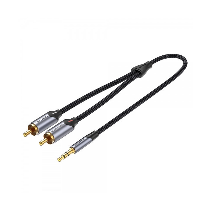 Vention Cable Estereo Jack 3.5 Macho a 2x RCA Macho - 2m - Color Gris