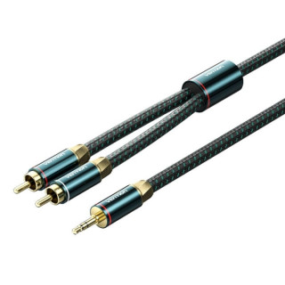 Vention Cable Jack 3.5 a 2xRCA Macho - 1m - Trenzado - Color Verde