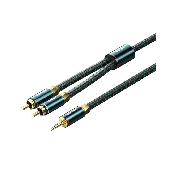 Vention Cable Jack 3.5 a 2xRCA Macho - 1m - Trenzado - Color Verde