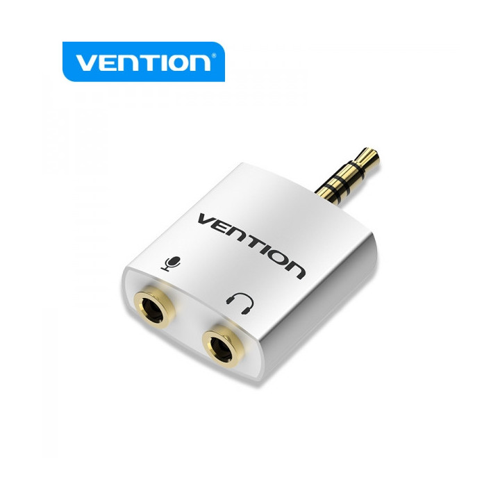 Vention Adaptador Audio Jack 3.5 Macho a 2x Jack 3.5 Hembra - Color Blanco