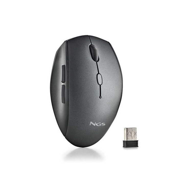 NGS Raton Inalambrico Ergonomico - 5 Botones - Teclas Silenciosas - Rueda de Desplazamiento - Conexion 2.4 Ghz - dpi Ajustables