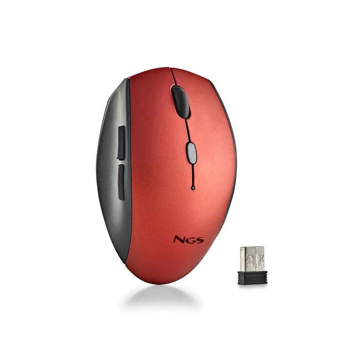 NGS Raton Inalambrico Ergonomico para Portatiles y Ordenadores - 5 Botones y Rueda de Desplazamiento - Teclas Silenciosas - Col