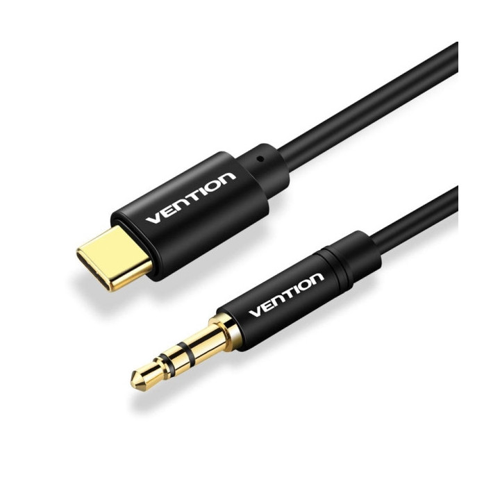 Vention Cable USB-C a Jack 3.5 Macho - 1.5m - Trenzado - Color Negro