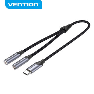 Vention Adaptador USB-C a TRS - Sonido Hi-Fi - Chip VT0200 - Carcasa de Aluminio - Antinudos - Resistente al Desgaste - Color G