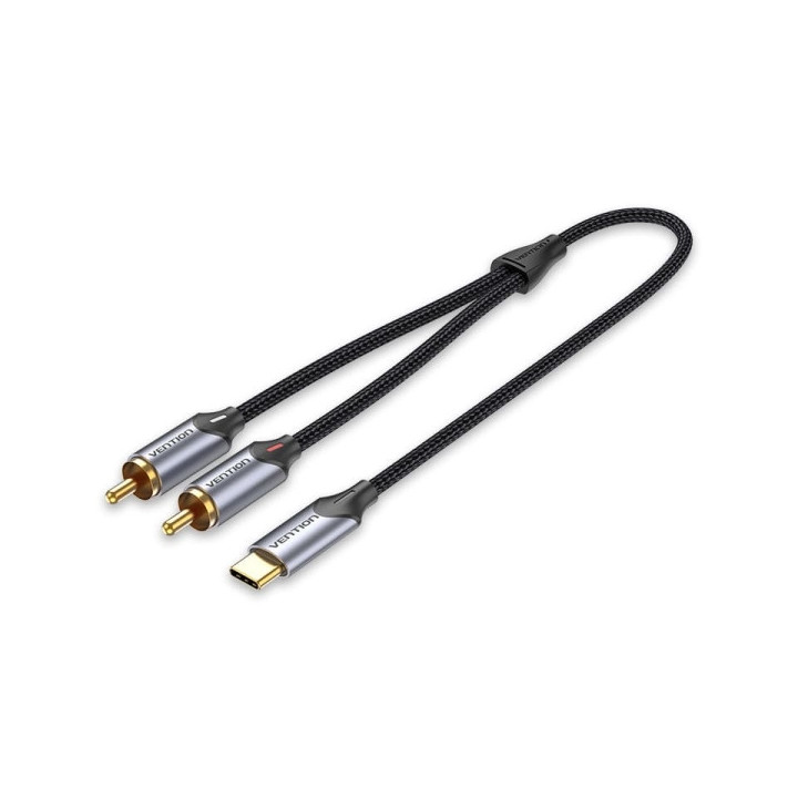 Vention Cable USB-C a 2xRCA Macho - 2m - Trenzado - Color Gris