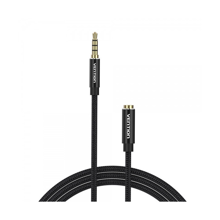 Vention Cable Estereo Jack 3.5 Macho a Jack 3.5 Hembra - 1.5m - Color Negro