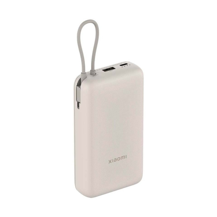 Xiaomi Tan GL Powerbank 20000 mAh - 33W - Cable Integrado - Carga Rapida - Multiples Capas de Seguridad - Color Beige