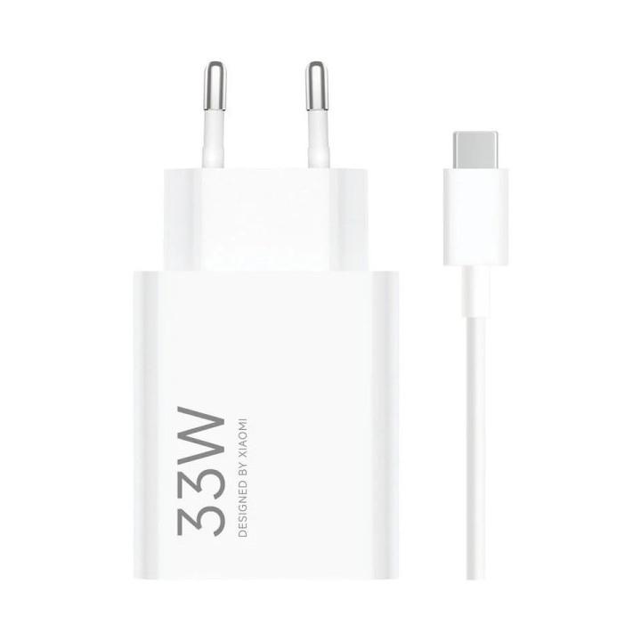 Xiaomi 33W Combo Cargador de Pared para Smartphone USB-A 33W + Cable - Identificacion Inteligente de Dispositivos - Color Blanc