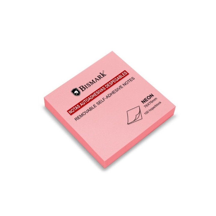 Bismark Bloc de 100 Notas Adhesivas 76x76mm - Color Rosa Neon