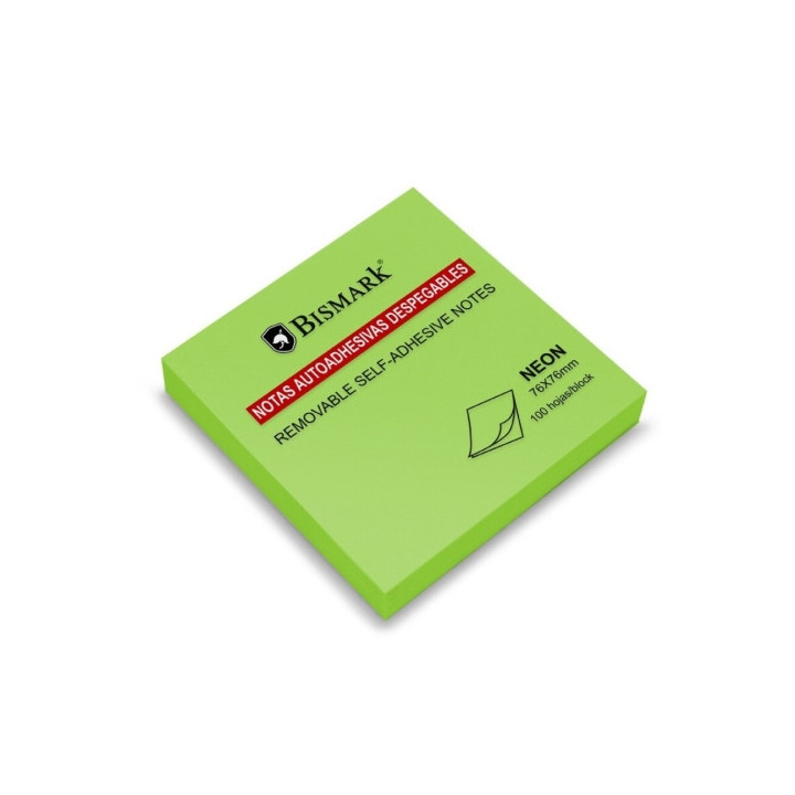 Bismark Bloc de 100 Notas Adhesivas 76x76mm - Color Verde Neon