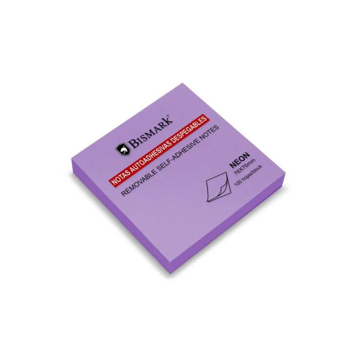 Bismark Bloc de 100 Notas Adhesivas 76x76mm - Color Morado Neon