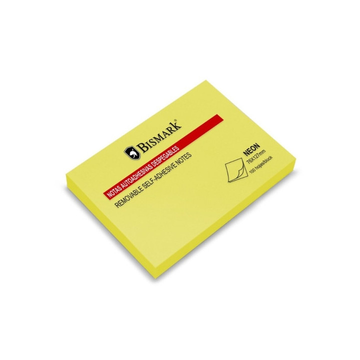 Bismark Bloc de 100 Notas Adhesivas 76x127mm - Color Amarillo Neon