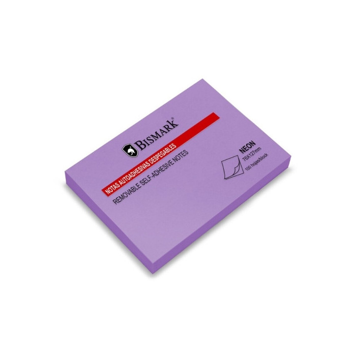 Bismark Bloc de 100 Notas Adhesivas 76x127mm - Color Morado Neon