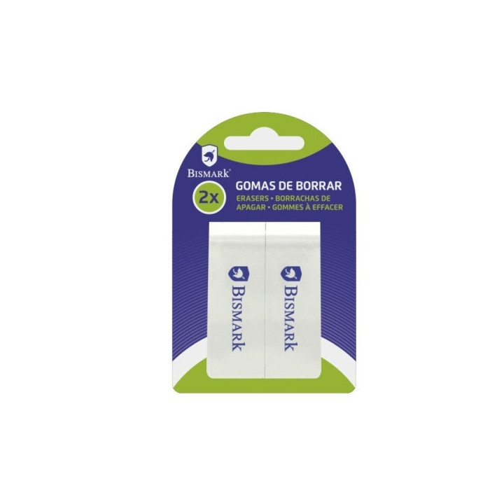 Bismark Pack de 2 Gomas Plasticas 2.5x7cm - Color Blanco