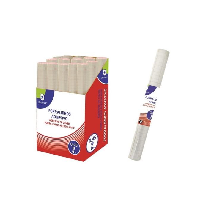 Bismark Rollo de Polipropileno 6x0.45m - Autoadhesivo - Cuadricula de Precision - Transparente