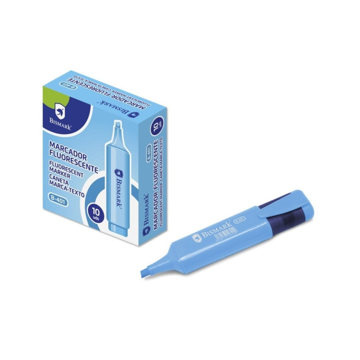 Bismark Marcador Fluorescente - Punta Biselada 1 - 5mm Aprox - Tinta Base de Agua - Color Azul