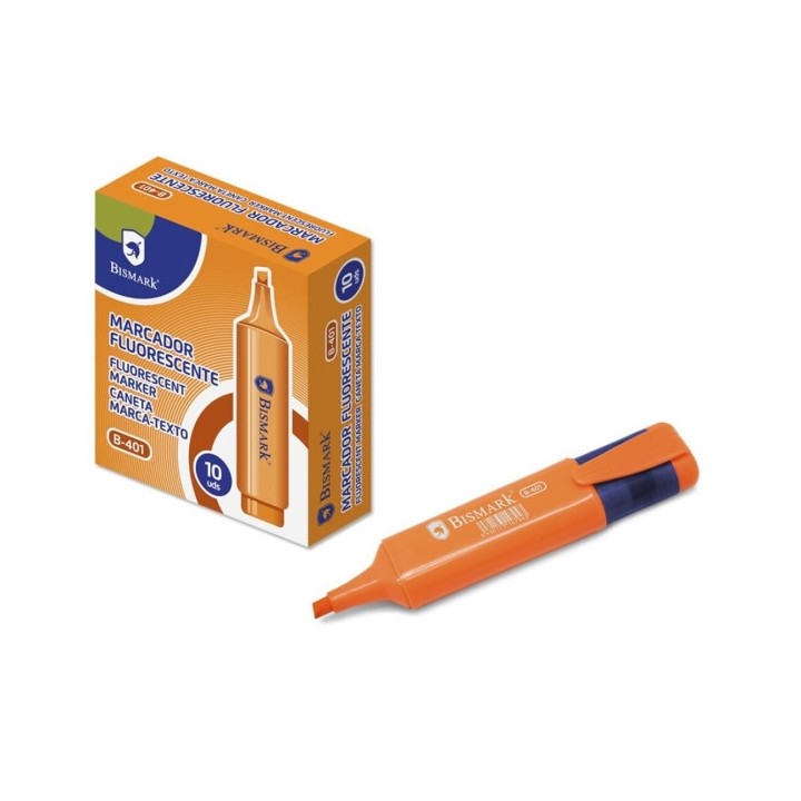 Bismark Marcador Fluorescente - Punta Biselada 1 - 5mm Aprox - Tinta Base de Agua - Color Naranja