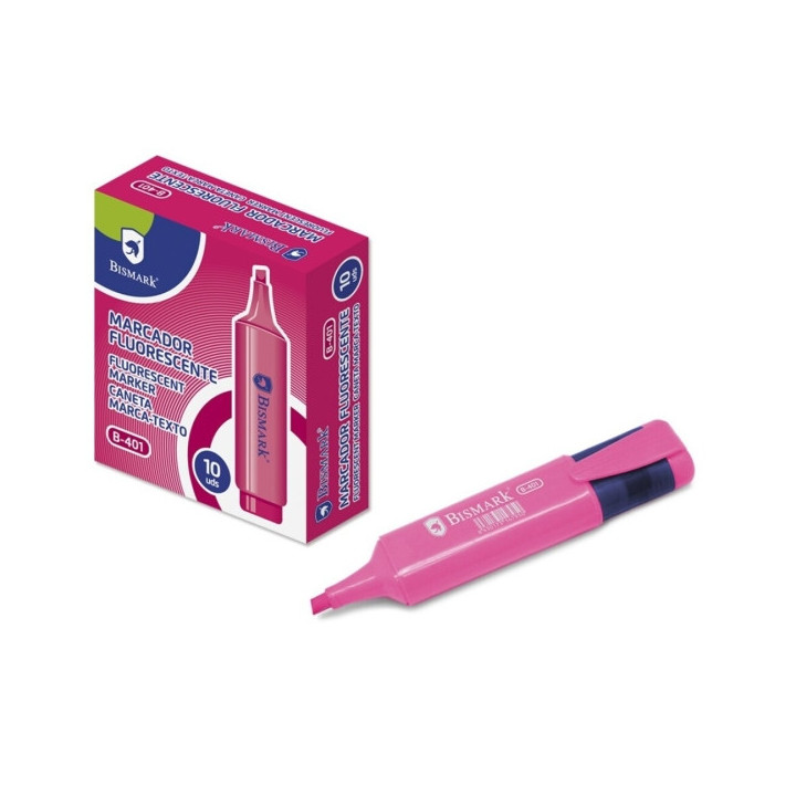 Bismark Marcador Fluorescente - Punta Biselada 1 - 5mm Aprox - Tinta Base de Agua - Color Rosa