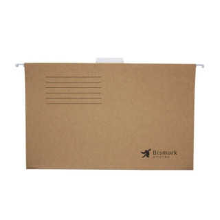 Bismark Pack de 3 Carpetas Colgantes Tamaño Folio Prolongado - Fabricadas en Kraft Marron de 230gr - Varilla de Aluminio