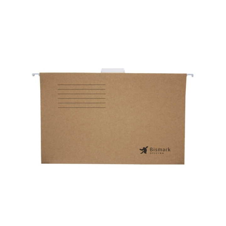 Bismark Pack de 3 Carpetas Colgantes Tamaño Folio Prolongado - Fabricadas en Kraft Marron de 230gr - Varilla de Aluminio