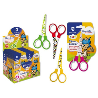 Bismark Kids Deco Tijera Escolar 13cm - Acero de Aleacion Extra - Hojas Decoradas - Mangos en Plastico - Punta Roma - 4 Diseño