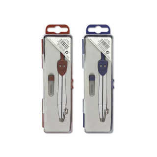 Bismark Basic Compas Escolar Metalico - Incluye Tubo de Minas - Presentado en Estuche de Plastico - Colores Surtidos Aleatorios