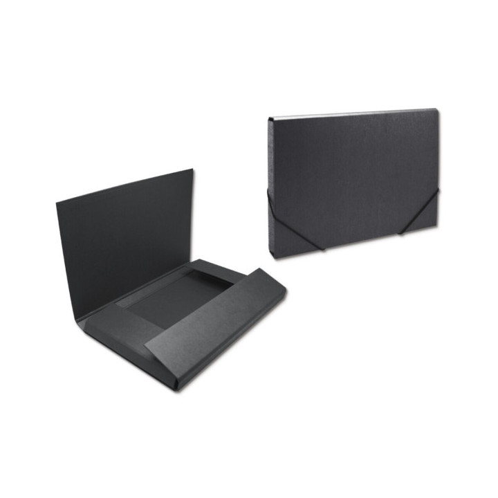 Bismark Carpeta para Proyectos - Medidas 350x230x30mm - Fabricada en Carton - Cierre con Gomas - Color Negro