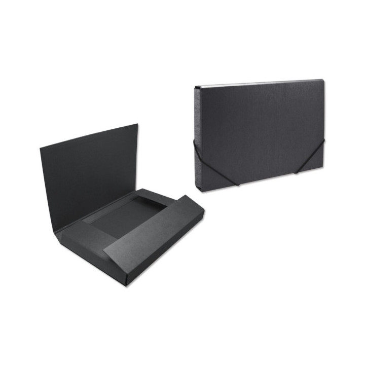 Bismark Carpeta para Proyectos - Medidas 350x230x50mm - Fabricada en Carton - Cierre con Gomas - Color Negro