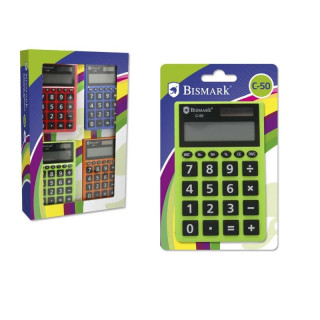 Bismark C-50 Calculadora Escolar de 8 Digitos - Funciones Basicas y Memoria - Alimentacion Solar y a Pilas - Colores Aleatorios