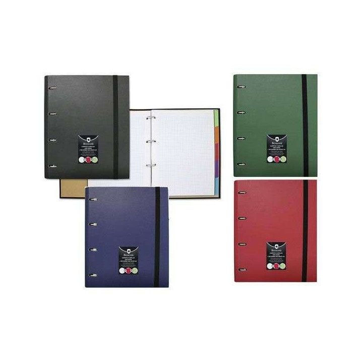Bismark Carpeta de Anillas con Recambio de 100 Hojas Formato A4 + 5 Separadores + Sobre Portadocumentos - Colores Aleatorios Su
