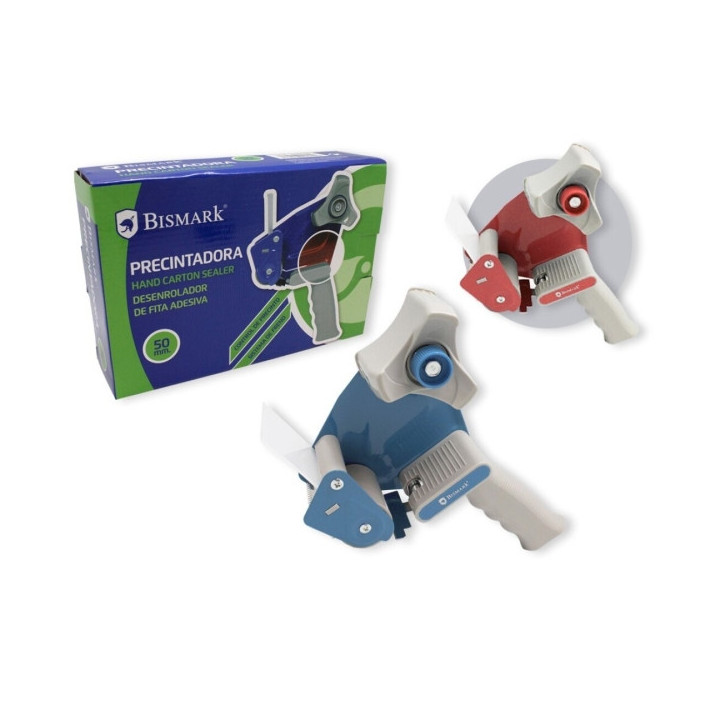 Bismark New Line TD1201 Precintadora - Cuchilla de Acero Templado - Empuñadura Ergonomica - Colores Rojo y Azul Aleatorios