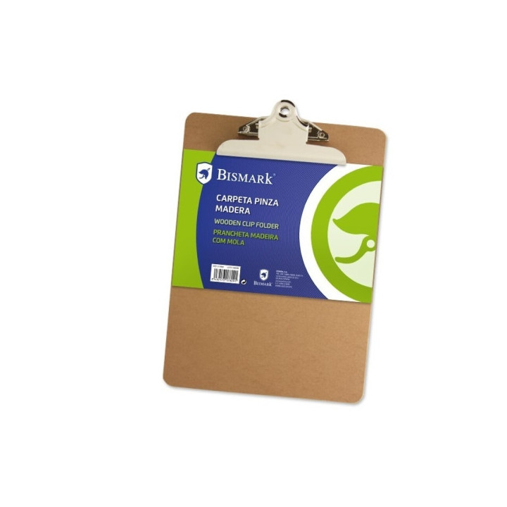 Bismark Carpeta Sujetapapeles con Base de Madera y Pinza Metalica - Formato A5