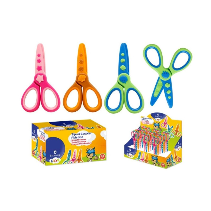 Bismark Kids Plastica Tijera Escolar de Plastico - Decoradas con Motivos del Mar - Punta Roma - 3 Diseños Surtidos