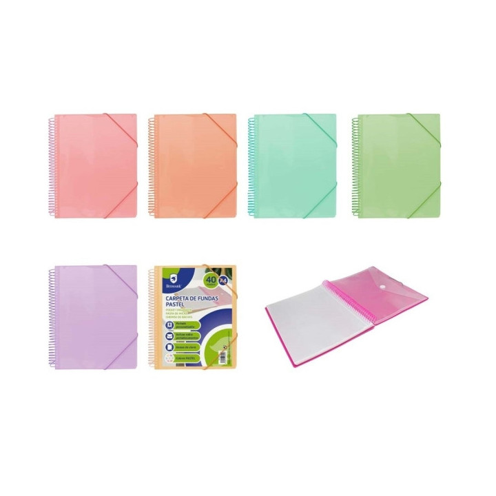 Bismark Carpeta Espiral 40 Fundas Transparentes - Polipropileno - Tamaño A4 - Espiral Plastica Indeformable - Apertura 360 Gra