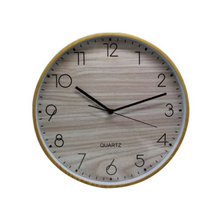 Bismark Reloj Oficina Marco Efecto Madera - Marco Plastico - Lente de Cristal - Manecillas de Aluminio - Esfera de PVC - Color
