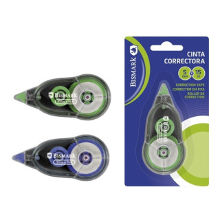 Bismark Cinta Correctora 5mmx15m - Perfecta Adherencia al Papel - Presentacion en Blister Individual - Colores Surtidos Aleator
