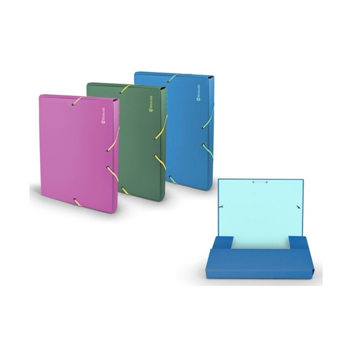 Bismark Carpeta para Proyectos A4 - Medidas 240x320x30mm - Fabricada en Polipropileno - Cierre con Gomas - Colores Surtidos