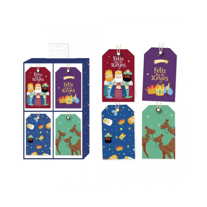 Bismark Pack de 24 Etiquetas Colgantes para Regalos - 4 Diseños Navideños - Incluyen Cordon