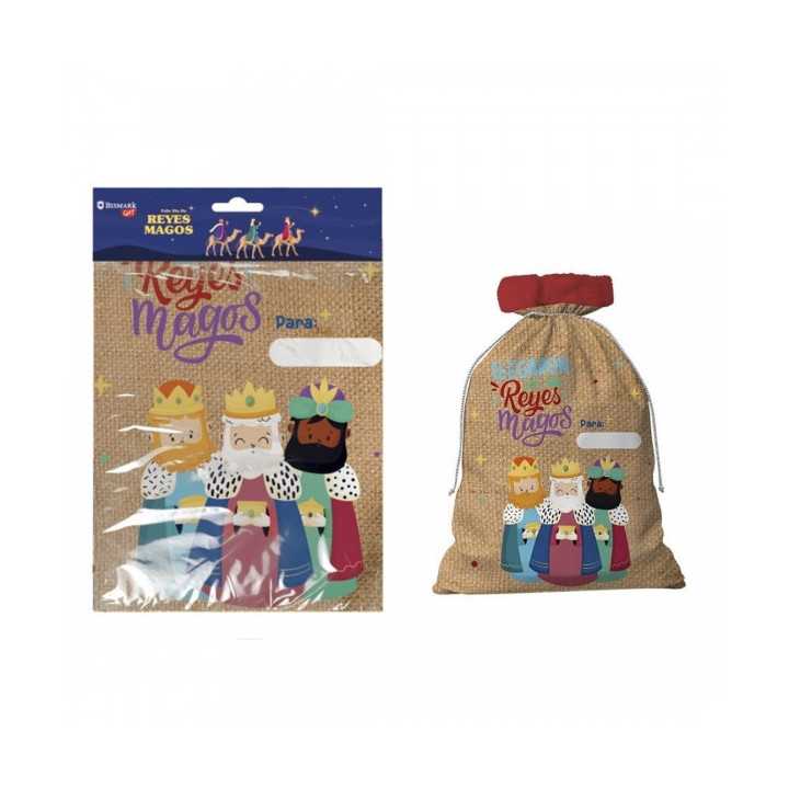 Bismark Saco para Regalos con Diseño de Reyes Magos - Etiqueta para Personalizarlo
