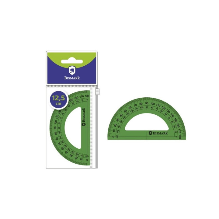 Bismark Transportador de Angulos Acrilico 12.5cm - Alta Calidad - Funda con Cierre - Color Verde