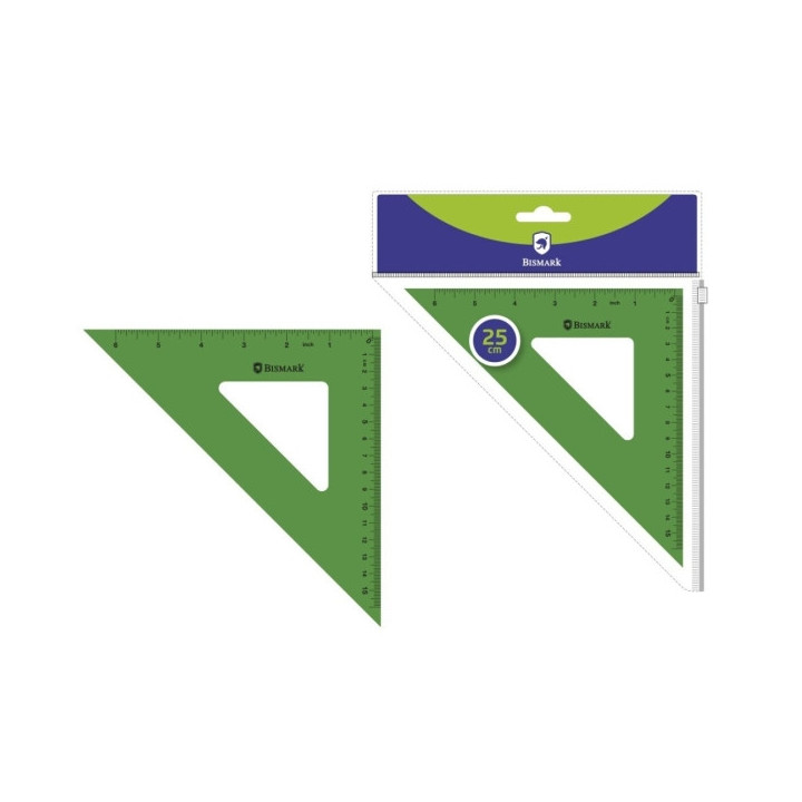 Bismark Escuadra Acrilica 25cm - Alta Calidad - Funda con Cierre - Color Verde