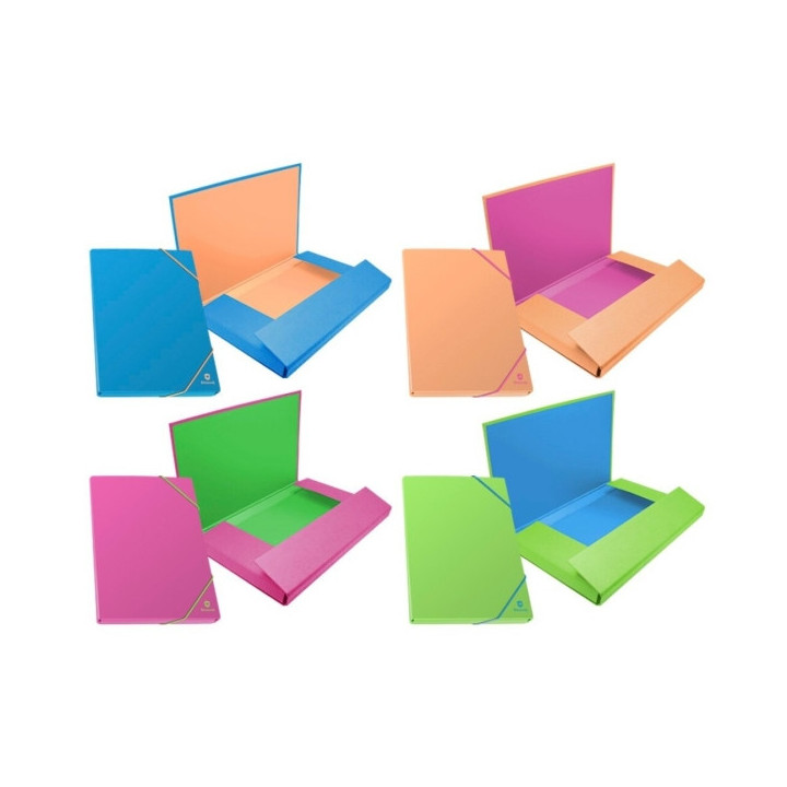 Bismark Carpeta para Proyectos - Lomo de 30mm - Fabricada en Carton - Cierre con Gomas - Colores Neon Surtidos