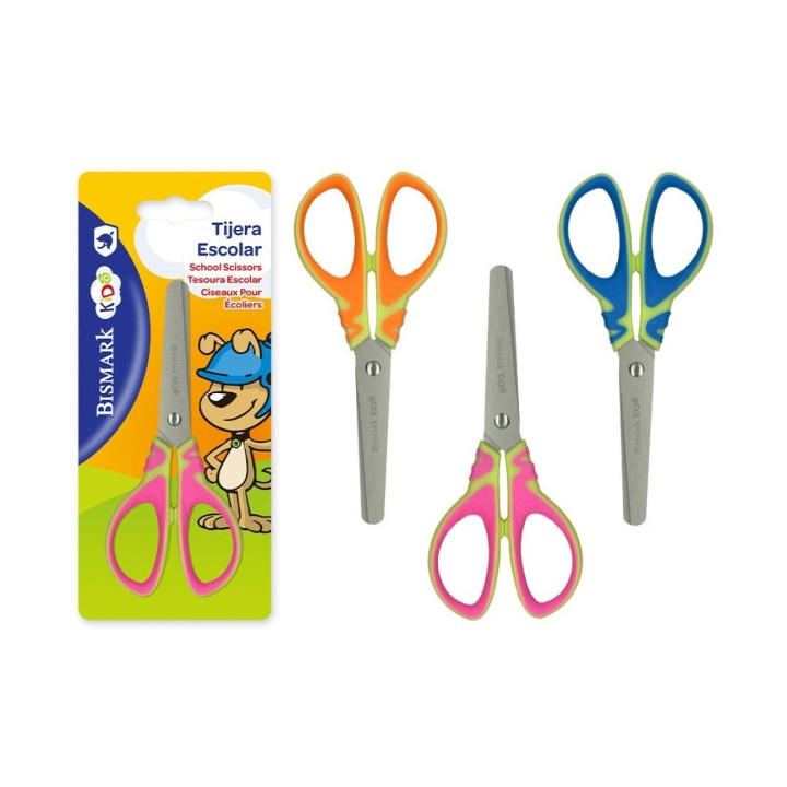 Bismark Kids Basic Tijera Escolar - Mangos en Plastico - Punta Roma - 3 Diseños Surtidos