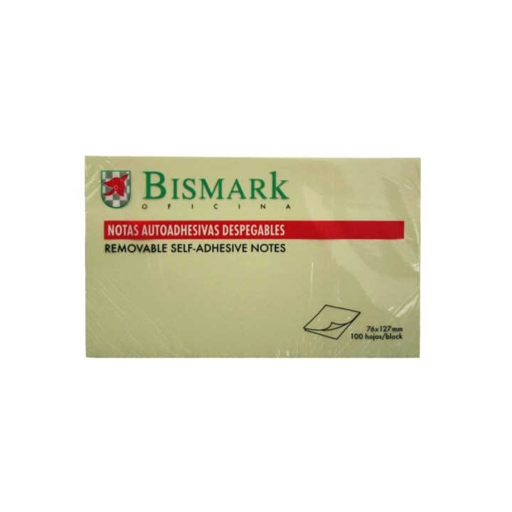 Bismark Bloc de 100 Notas Adhesivas 76x127mm - Color Amarillo